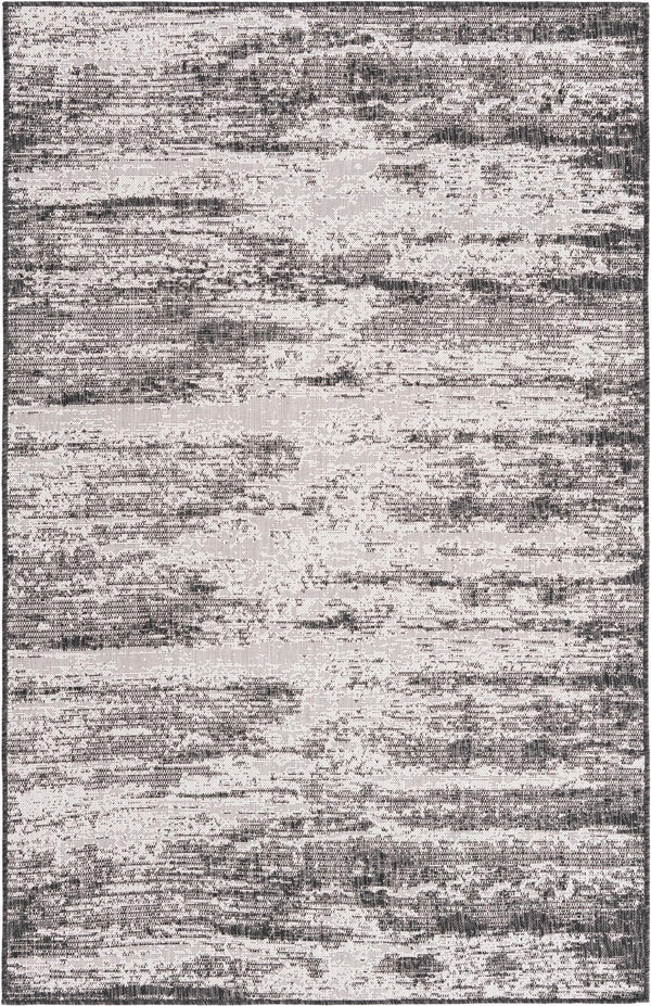 Unique Loom Outdoor Modern Cartago Machine Made Abstract Rug Charcoal, Ivory 5' 3" x 7' 10"