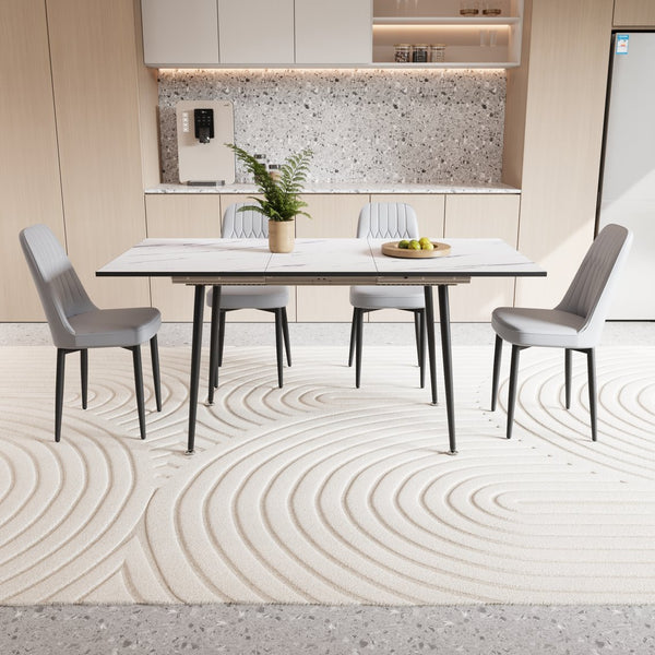 English Elm 47"-63" Expandable Dining Table Set For 2-6 With Cushioned Chairs - Modern & Space-Saving Design W2189S00258