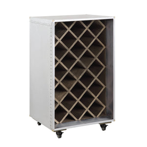 English Elm Raini Rolling Aluminum Wine Cabinet with Patchwork Panels for Modern Living Spaces B2726P457633