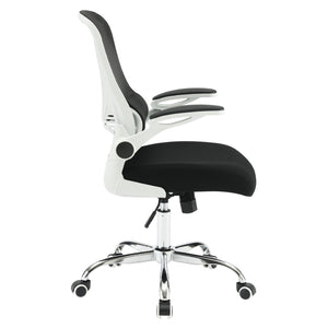OSP Home Furnishings Mesh Back Ergonomic Office Chair with Lumbar Support Flip up Arms and Foam Seat Cushion White EMW96809C-3