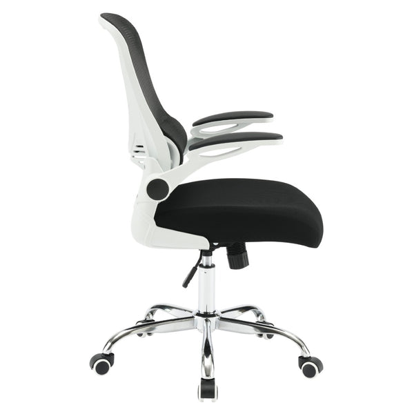 OSP Home Furnishings Mesh Back Ergonomic Office Chair with Lumbar Support Flip up Arms and Foam Seat Cushion White EMW96809C-3
