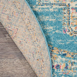 Nourison Passion PSN03 Machine Made Power-loomed Ornamental Border Indoor Only Bohemian Vintage Rug Light Blue, Ivory Light Blue 100% Polypropylene 99446477576