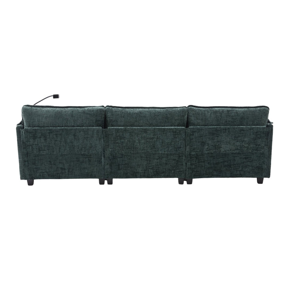 English Elm United Oversized 112" Sectional Sofa Cloud Couch - Modern Chenille L-Shaped With Storage Ottoman & Usb W1568S00191-GIGA