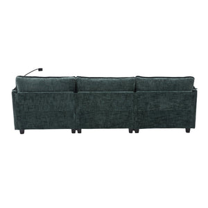 English Elm United Oversized 112" Sectional Sofa Cloud Couch - Modern Chenille L-Shaped With Storage Ottoman & Usb W1568S00191-GIGA