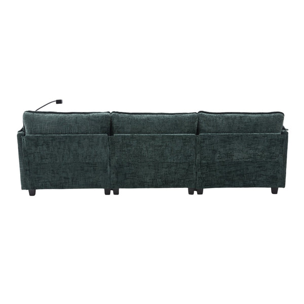 English Elm United Oversized 112" Sectional Sofa Cloud Couch - Modern Chenille L-Shaped With Storage Ottoman & Usb W1568S00191-GIGA