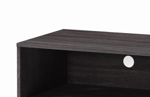 English Elm Amidon Mid-century Modern Tv Stand with Splayed Legs Open Shelf and Cabinet Walnut Dark Gray+White B2735P297798