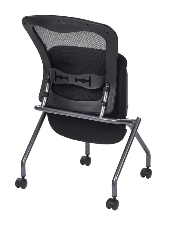 OSP Home Furnishings Soft-flex Pro-line Ii Folding Chair with Progrid Mesh Back and Lumbar Support Coal 84220-30