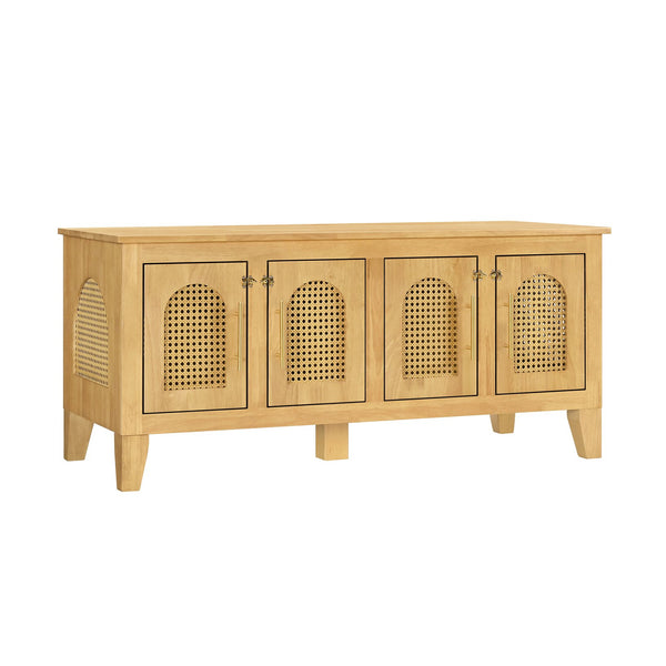 English Elm Lars Rubberwood Rattan Dog Crate Cabinet Stylish Pet Kennel for Living Room Natural N775P397560N