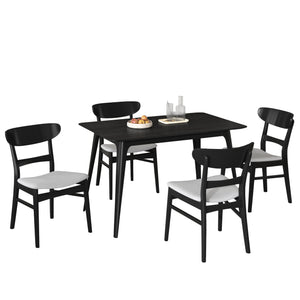English Elm [video] Mid-century Modern Rubberwood Dining Set Seats Four with Upholstered Chairs N759S001001E