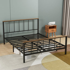 English Elm Metal Platform Bed Frame With Headboard, Sturdy Design, Under-Bed Storage, No Box Spring Needed, Full Size W57868845