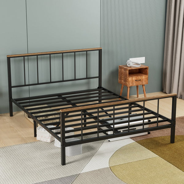 English Elm Metal Platform Bed Frame With Headboard, Sturdy Design, Under-Bed Storage, No Box Spring Needed, Full Size W57868845