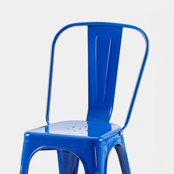 English Elm Set Of 2 Stylish High Gloss Antique Blue Metal Dining Chairs For Indoor & Outdoor Use, Stackable & Durable B347P383412-GIGA