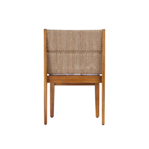 English Elm Acacia Hardwood Outdoor Dining Chairs with Wicker Detail and Cushions Set of 2 N772P384695T