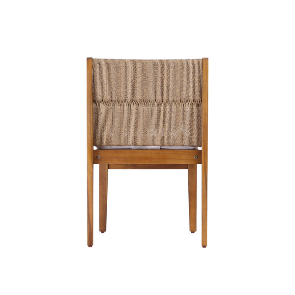English Elm Acacia Hardwood Outdoor Dining Chairs with Wicker Detail and Cushions Set of 2 N772P384695T