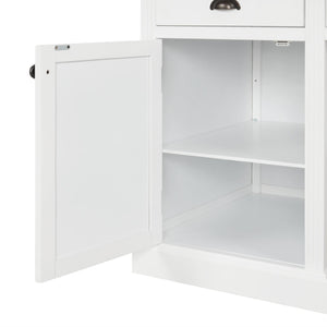 English Elm 67''Modern Executive Desk with 3 Drawers & 2 Cabinets, Spacious White MDF Workstation with Adjustable Shelves and Chic Vertical Edge Design for Home Office N751S211942K