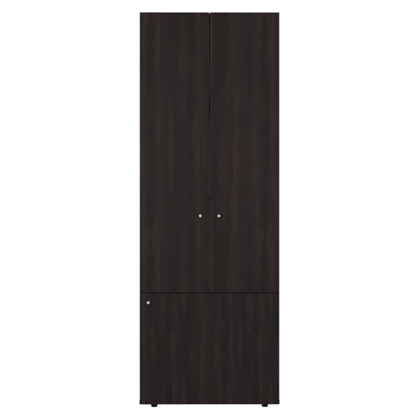 English Elm Home 3 Door Closet System - Stained Walnut Bedroom Storage with Hanging Rod, Adjustable Shelves, Durable Design B200P350345