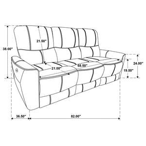 English Elm Ashland Dove Grey Leatherette Power Reclining Sofa with USB Port, Plush Attached Cushions, Modern Comfort (94) B062P353259