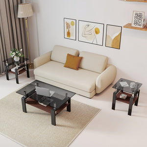 English Elm Set Of 2 Modern Tempered Glass Tea Tables - Sleek, Sturdy, And Stylish For Your Living Space Decor! W241P300310-GIGA