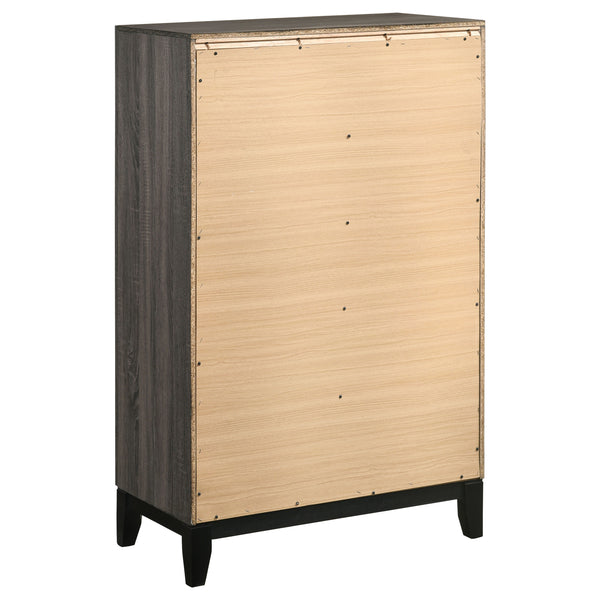English Elm Carina Grey Oak 5-Piece Eastern King Panel Bedroom Set - Modern Smoky Finish, Paneled Weathered Style B062S00901