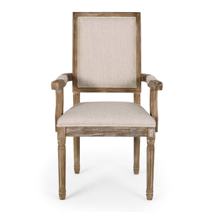 English Elm Christopher Knight Home® - Upholstered Dining Chair Set of 2 with Rubber Wood Legs, French Country Queen Anne Style Comfort and Flair Beige+Natural 71239.00BGENTL