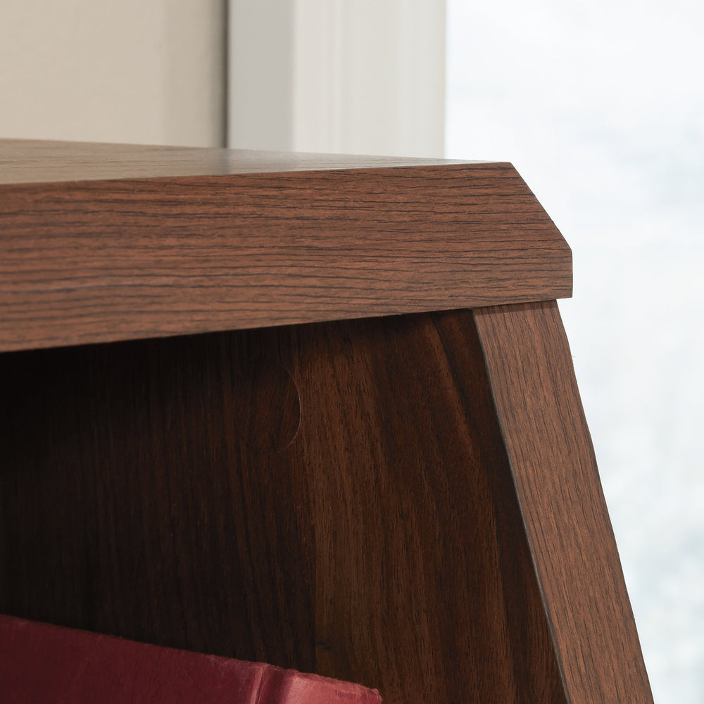 English Elm Bookcase, Medium Brown Engineered Wood With Adjustable Shelves & Dual-Purpose Footboard Design B356P402602
