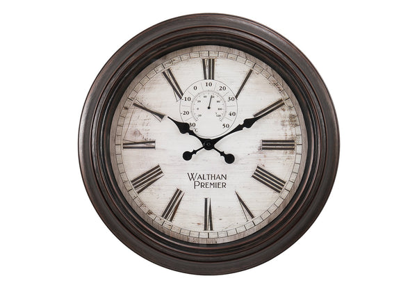 English Elm Clocks, 20-Inch Round Wall Clock In Rich Brown – Vintage Roman Numerals & Quiet Quartz Movement B2710P287073