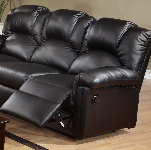 English Elm New Contemporary Motion Sofa Black Bonded Leather 80"L Plush Cushion Recliner Modern Solid Wood Frame B011P205231