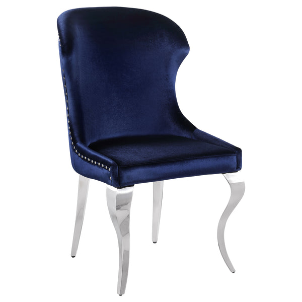 English Elm Daphne Velvet Wingback Dining Chairs with Nailhead Trim and Cabriole Legs Set of 2 Inky Blue B062S01464