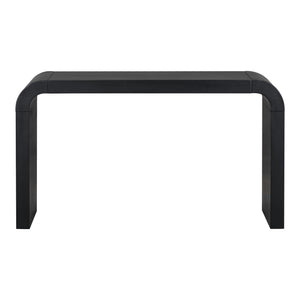 English Elm U_style Acacia Veneer Minimalist Console Table Slim Two Leg Frame for Entryway Halls Black N711P213374B