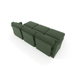 English Elm Three-Seater Sofa Set With 3 Movable Ottomans, Ergonomic Design, Chenille Fabric, Green Comfort W714S01219-GIGA