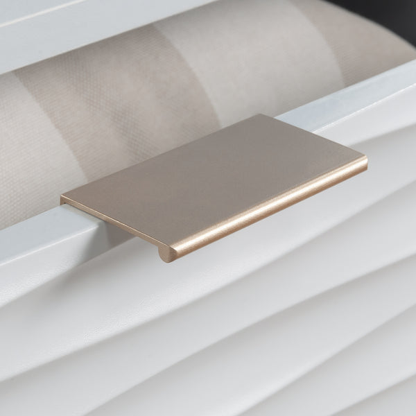 English Elm Coffee Coffee Table with Gold-Tone Accents and Two Drawers for Stylish Living Room Storage and Decor White B356P402588