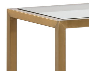 Sunpan CARVER Console Table - Elegant Mid-Century Modern Design with Glass Top & Gold Frame for Stylish Spaces 103756