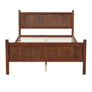 English Elm Twin Platform Bed Vertical Slat Headboard Farmhouse Shaker Wood Grain Finish Bedroom Dark Walnut N733P422479P