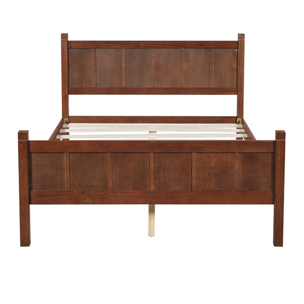 English Elm Twin Platform Bed Vertical Slat Headboard Farmhouse Shaker Wood Grain Finish Bedroom Dark Walnut N733P422479P