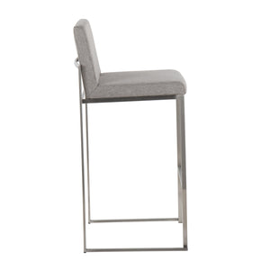 English Elm Fuji High Back Barstool Set Of 2 In Grey Fabric & Stainless Steel - Modern Comfort For Your Home B202P222192