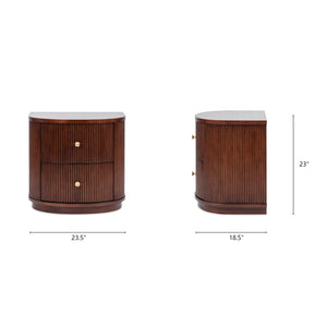 English Elm Jennifer Taylor Home - Valentine Half-Moon 24" 2-Drawer Side Table in Dark Walnut Beech Wood with Fluted Detail & Gold Pulls B2719P280173