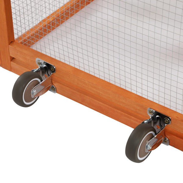 English Elm Portable Pinewood Chicken Coop with Nesting Box Run and Wheels for Backyard Flocks Orange W2181P356215