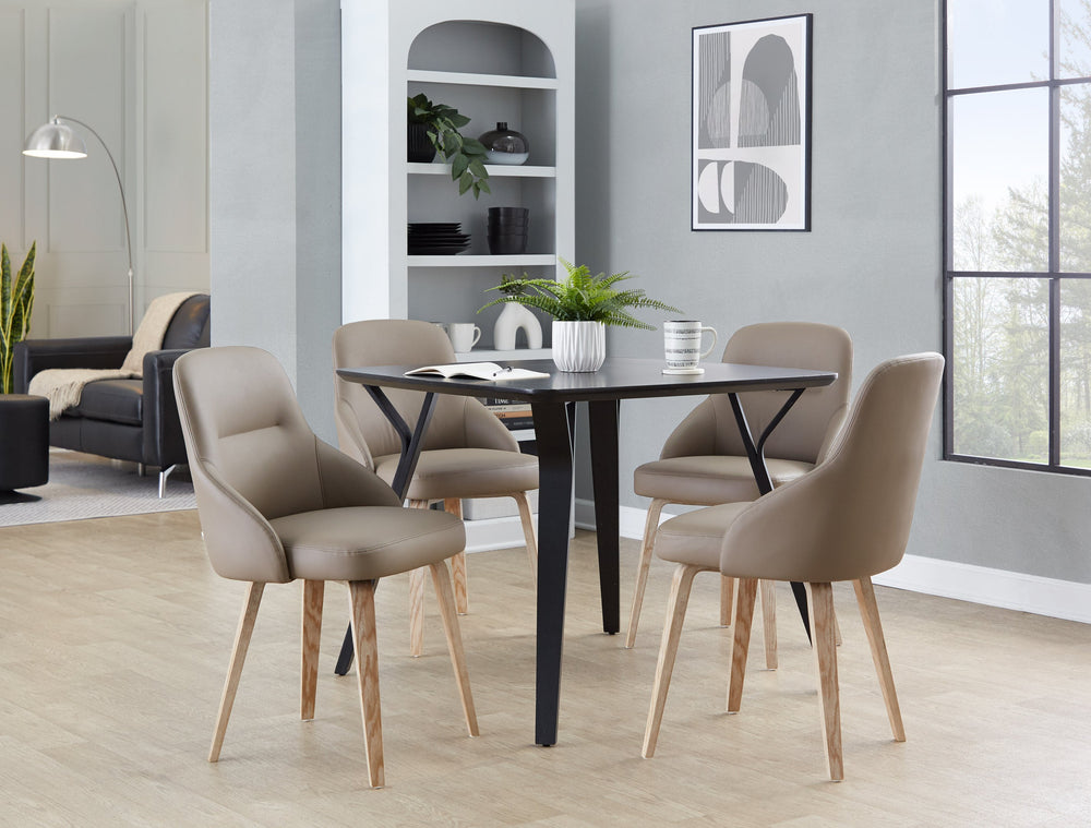 English Elm Chair Set of 2 Whitewashed Bentwood Faux Leather Upholstered Farmhouse Dining Seating B202S02125