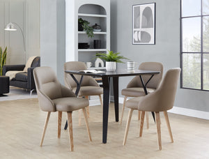 English Elm Chair Set of 2 Whitewashed Bentwood Faux Leather Upholstered Farmhouse Dining Seating B202S02125