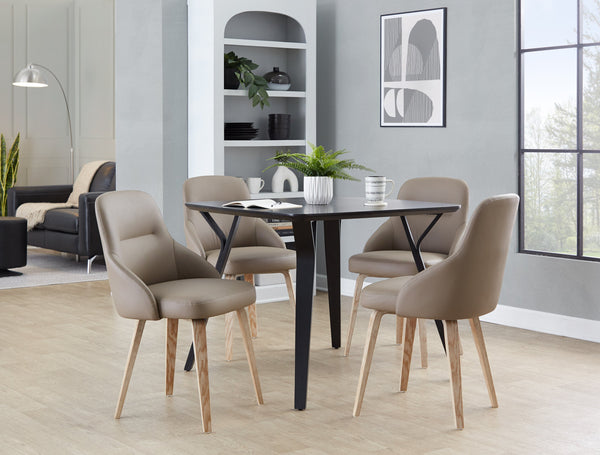 English Elm Chair Set of 2 Whitewashed Bentwood Faux Leather Upholstered Farmhouse Dining Seating B202S02125