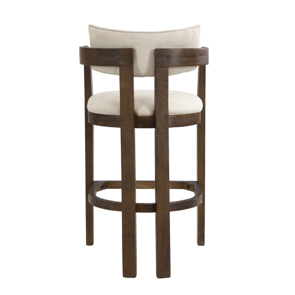 English Elm 30" Rubberwood Upholstered Barstools with Arms Mid-century Style for Kitchen Island Set of 2 Beige,Walnut N771P361772T