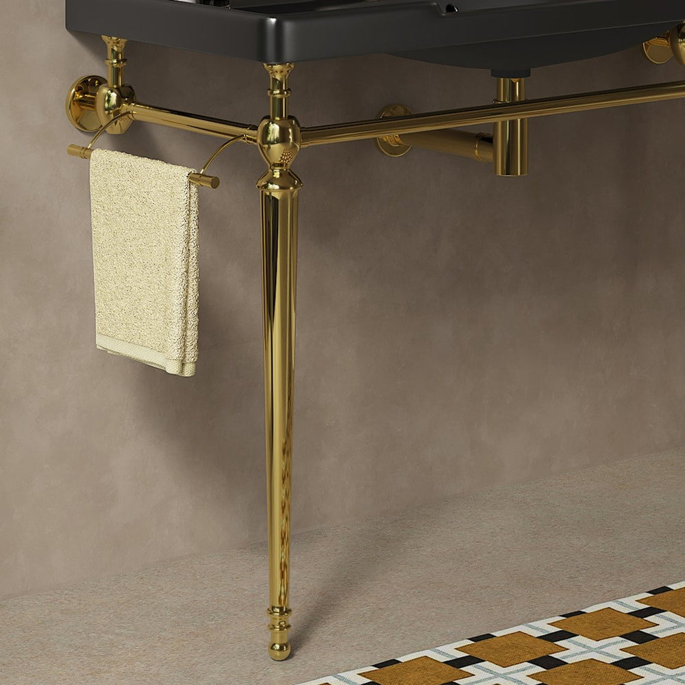 English Elm Vici 48 Inch Bathroom Vanity with Iron Legs and Gold Hardware Industrial Retro Style W2615P370908
