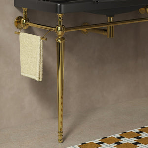 English Elm Vici 48 Inch Bathroom Vanity with Iron Legs and Gold Hardware Industrial Retro Style W2615P370908