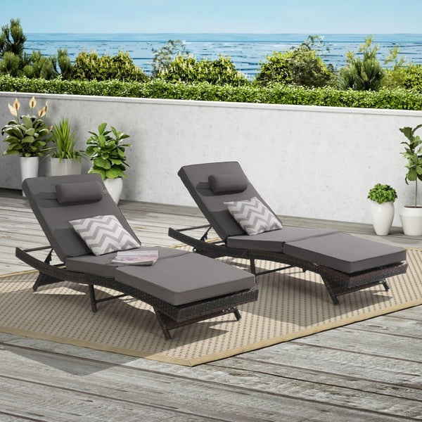 English Elm Outdoor Wicker Reclining Lounge Chair Set Of 2 - Adjustable, Weather-Resistant, Stylish Comfort For Sunbathing W874P264719-GIGA
