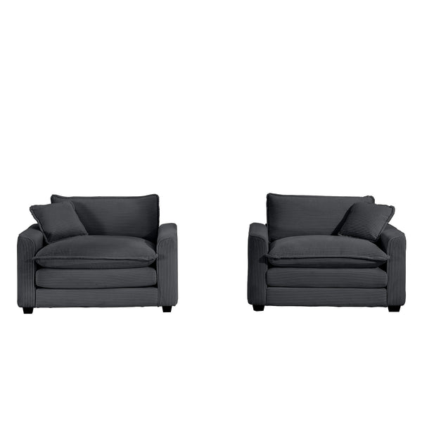 English Elm Luxurious Deep-Seated Sofa Set With 2 Single Chairs In Grey Corduroy - Cozy Comfort For Any Space W714S00824