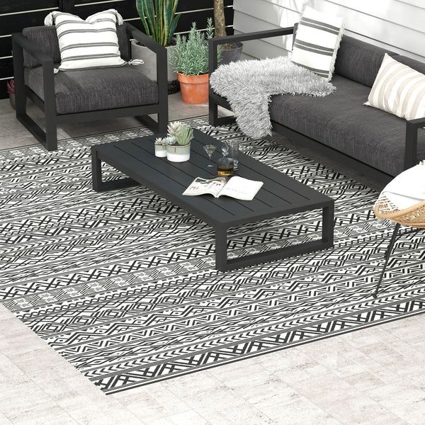English Elm Outsunny Reversible Boho Polypropylene Outdoor Rug Waterproof Portable Mat for Deck Patio W2225P174556