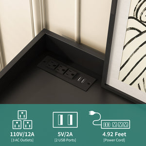 English Elm 8 Modern 8-Drawer Dresser with LED Lights, Fluted Panels, Solid Wood Legs, Silent Metal Rails, Black Finish W1321P201215