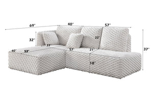 English Elm Manya Ivory Corduroy Sectional Sofa with Right-Facing Loveseat & Left Chaise, 2 Toss Pillows, 96" B2726S00534