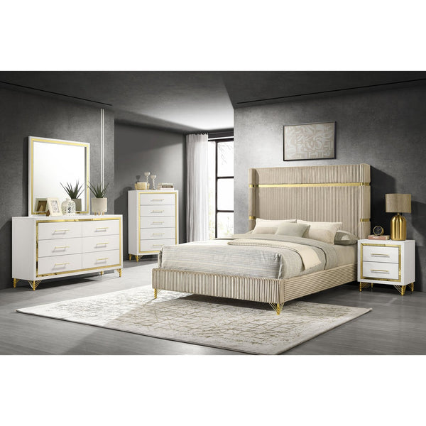 English Elm Chesney White 2-Drawer Nightstand with Gold Trim Chic Glam Bedside Table Modern Storage Accent B062P299930