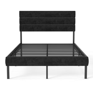 English Elm Queen Upholstered Platform Bed Fabric Headboard 14 Inch Storage No Box Spring T3963P383602